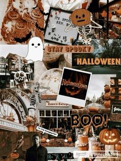 a collage of halloween images with pumpkins, ghost and other things in the background