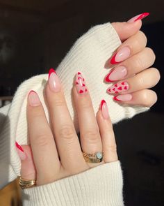 Vday, valentines, heart shaped nails, red french tip, february nail inspo, cute nail art, red heart nails, nail inspo Heart Shaped Nails, Nails Red French Tip, Red Heart Nails, Nails Red French, Nail Art Red, Red French Tip, Vday Nails, February Nails, Red French