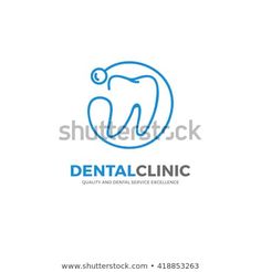 dental clinic logo design with tooth and dentist's hat on the top, blue color