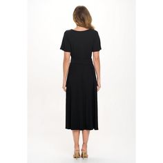 Our Candace dress has a v-neckline, flutter sleeves, a faux wrap detail and a straight hem. The easy fit silhouette and comfort stretch will make this dress a favorite piece you'll want in every print and color. Made in USA. Machine washable Solid Midi Dress, Wrap Midi Dress, Pleated Midi Dress, Faux Wrap Dress, Flutter Sleeves, Womens Midi Dresses, V Neck Dress, Flutter Sleeve, Flare Dress