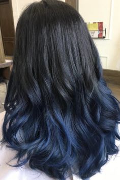 Blue Hair Highlights, Denim Hair, Light Blue Hair, Dip Dye Hair, Blue Ombre Hair, Dark Blue Hair, Hair Dyed