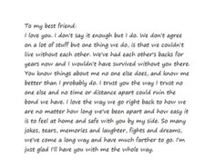 an image of a letter written in black and white with the words to my best friend