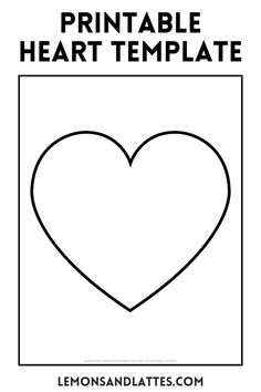 the printable heart template for valentine's day is shown in black and white