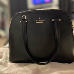 In Very Good Condition! 7.4" W X 5.3" H X 2.5" D Kate Spade Formal Shoulder Bag With Zipper, Formal Kate Spade Shoulder Bag With Zipper Closure, Formal Kate Spade Shoulder Bag With Zipper, Kate Spade Black Shoulder Bag With Top Carry Handle, Kate Spade Black Satchel For Everyday Use, Kate Spade Black Satchel For Everyday, Kate Spade Black Everyday Satchel, Everyday Black Kate Spade Satchel, Kate Spade Bags