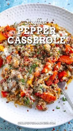 Stuffed Pepper Casserole served on a big plate Pepper Casserole, Stuffed Pepper Casserole, Health Dinner Recipes, Easy Casserole Recipes, Beef Dinner