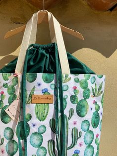 CACTUS BAG Summerbags are good mood bags, designed for the beach but perfect to use in your free time too! Handcrafted by Cristina in her workshop in Sardinia, with reinforced and resistant materials, to ensure a durable product over the years! They have two internal pockets to quickly find keys and small objects and an anti-sand closure with double drawstring! Very roomy and practical to be folded and carried in a suitcase! You can choose the single bag, the normal set (consisting of a bag, min Green Canvas Bags For Summer, Beach Canvas Bag With Adjustable Strap, Casual Reusable Canvas Bag For Summer, Green Canvas Shoulder Bag For Beach, Trendy Green Canvas Beach Bag, Casual Green Canvas Beach Bag, Casual Green Bag As Gift, Summer Large Capacity Green Canvas Bag, Casual Reusable Beach Bag For Summer