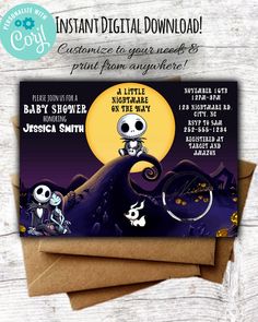 a halloween baby shower is shown with the text, instant digital printable for your child's birthday