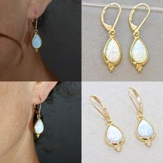 #jewelry #earrings #dangledropearrings #goldearrings #danglegold #vintageearrings #womenearrings #teardropearrings #everydayearrings #birthstoneearrings #simpledropearrings #danglestoneearring #dropgoldearring #opalgoldearring #opalearring #whiteearrings #danglegoldearrings #dropearring Nickel-free Opal Earrings, Teardrop Opal Earrings In Gold, Gold Opal Drop Earrings, Opal Drop Earrings, Boho Earring, Opal Ring Gold, Teardrop Dangle Earrings, Opal Earrings, White Earrings