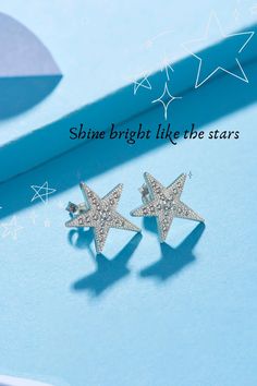 Sparkle like the stars with these Sterling Silver Shining Stars Stud Earrings. These stylish earrings will match any outfit for any occasion, making you the center of attention! Engraved Promise Rings, Silver Heart Bracelet