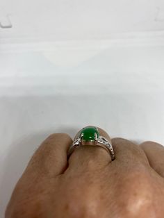 Vintage green nephrite jade Ornate German Silver ring, does not tarnish, NOT sterling Sizes 7, 8 or 9 All rings are shipped in a nice gift box. Check out our over a THOUSAND great reviews Engraving is $4 per letter and is not always perfect depending on the piece. It can take a few days if the jeweler is busy. This is payable to Paypal Judithsltd@gmail.com Fine Jewelry Jade Rings With Polished Finish, Green Jade Ring Suitable For Gift, Green Jade Promise Ring, Green Jade Ring As A Gift, Green Jade Rings For Promise, Green Jade Ring For Gift, Classic Silver Jade Ring, Classic Silver Ring With Jade, Classic Green Jade Rings