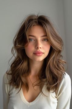 a woman with long hair is posing for the camera