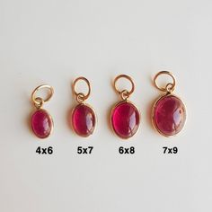 ✪Metal: 18k solid yellow gold ✪Gemstone: Ruby ✪Setting type: Bezel wire setting 1. Stone size: 7x9 mm Gold weight: 260 milligram Bail size: 5 mm Without bail: 12 mm 2. Stone size: 6x8 mm Gold weight: 240 milligram Bail size: 5 mm Without bail: 11 mm 3. Stone size: 5x7 mm Gold weight: 210 milligram Bail size: 5 mm Without bail: 10 mm 4. Stone size: 4x6 mm Gold weight: 190 milligram Bail size: 5 mm Without bail: 9 mm If you need any other preferred stone please contact us. QUALITY OF MATERIALS: Me Bezel Wire, Cabochon Ruby, Solid Gold Charms, Gold Gift, July Birthstone, Handmade Gold, Charm Gift, Oval Cabochon, Gold Charm