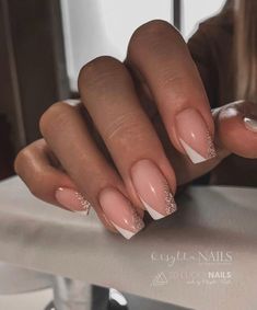 Hybrid Gel Nail Design, 21 Nails, Vsco Nails, French Tip Gel Nails, Bridesmaids Nails, French Tip Nail Designs, Nude Nail Designs, Beige Nails, Gold Nail