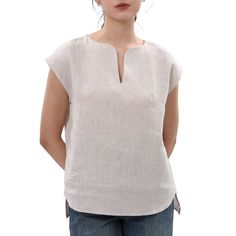 PRICES MAY VARY. A linen cap sleeve top for women is made of pure linen fabric, which is not only lightweight, breathable, but also durable and long-lasting This linen blouse features a short cap sleeve, high-low hem,v-neckline, solid color, and relaxe fit Our women's linen shirts are easy to pair with most linen trousers/shorts/skirts/jeans/bottoms, etc The basic linen top is suitable for daily wear, casual, shopping, work, street, picnic, beach, holiday, or any occasion on a summer day Machine Tailoring Ideas, Linen Tops, Cap Sleeve Blouse, Linen Shirts Women, Picnic Beach, Cap Sleeves Blouse, Skirts Jeans, Linen Summer, Linen Shirts