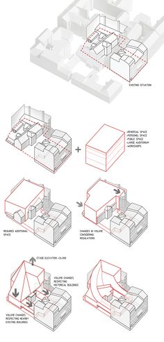 four different types of furniture are shown in this diagram, each with different colors and shapes