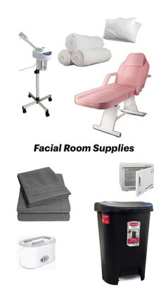 Facial room supplies-bed,sheets,towel warmer ,etc Facial Supplies, Facial Room Ideas, Esthetician Facial, Esthetician Supplies, Becoming An Esthetician, Waxing Room, Facial Room, Wax Studio, Home Facial