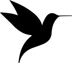 a black and white silhouette of a hummingbird with its wings spread out, flying in the air