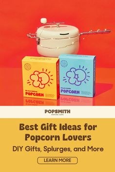 Need help with popcorn gift ideas for Christmas or a birthday party? This list of popcorn gift basket ideas will give you a lot of inspiration. You'll find all kinds of cool presents, from DIY popcorn gifts like popcorn balls to statement pieces like collectible popcorn buckets and splurges like a stovetop popcorn popper. Head over to the Popsmith blog now to check out these popcorn gift ideas. | movie snacks Popcorn Gift Ideas, Homemade Popcorn Balls, Popcorn Gift Basket, Popcorn Gifts, Fun Popcorn, Kettle Popcorn, Easy Popcorn, Popcorn Buckets