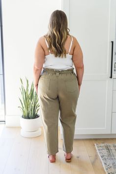 Bremerton Paper Bag Belted High Waist Trousers | Good Morrow Co High Waist Trousers, High Waisted Trousers, Pair Of Pants, Tie Belt, Welt Pockets, Cotton Twill, Capri Pants, Khaki Pants, Paper Bag