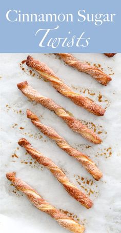 cinnamon sugar twists on top of parchment paper