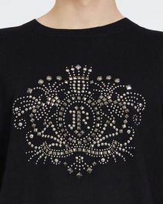 Shirt with front print. - Round neckline with contrast ribbed edge - Long sleeves with contrast cuff - Edge in contrast Luxury Long Sleeve Sequin Shirt, Luxury Custom Fit Long Sleeve Shirt, Luxury Festive Shirt, Rococo Art, Biker Chic, John Richmond, Prada Leather, Denim Details, Chic Accessories