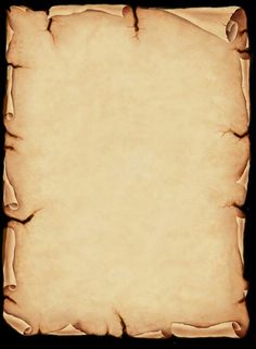 an old parchment paper with torn edges on a black background, in the middle of it is