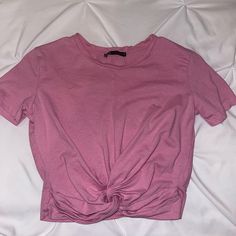 Super Cute And Never Worn! Zara Trendy Crew Neck Crop Top, Trendy Zara Crew Neck Crop Top, Pink Stretch Crop Top By Zara, Zara Pink Stretch Crop Top, Zara Basic Stretch Crop Top, Zara Stretch Casual Crop Top, Zara Tops, Knot, Tights