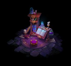 Idle Game, 3d Reference, Witch Room, Fantasy Shop, Isometric Drawing, Props Concept, Fantasy Rooms, Witch Shop, Casual Art