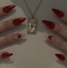 Ongles Bling Bling, Red Chrome Nails, Faux Nails, Nails Bling, Red Chrome, Formal Nails, Edgy Nails, Acrylic Press On Nails, Nails Salon