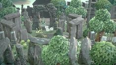 Acnh Stonehenge, Acnh Ancient Ruins, Greek Mythology Island Acnh, Acnh Ruins Design, Animal Crossing Ruins, Acnh Witch Forest, Acnh Swamp, Acnh Medieval, Acnh Witchcore