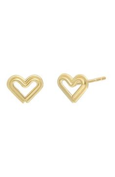 Heart-shaped studs handcrafted from 14-karat gold make a lovely addition to everyday ensembles. 1/4"W x 1/4"L Post back 14k gold Made in Italy 14k Gold Heart Earrings, 14k Yellow Gold Pierced Heart Earrings, 14k Gold Open Heart Pierced Earrings, Dainty Yellow Gold Open Heart Earrings, Yellow Gold Sterling Silver Open Heart Earrings, Everyday Heart-shaped 14k Gold Earrings, 14k Gold Open Heart Earrings, Gold 14k Open Heart Earrings, 14k Yellow Gold Open Heart Earrings