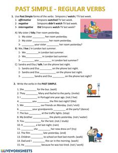 the past simple regular verbs worksheet is shown in this image, and it shows