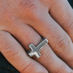 * Clever cross design
 * Beautifully polished
 * Nickel tested Steel Cross, Welcome To The Family, Jewelry For Men, Cross Ring, Mens Band, Cross Designs, Ring Size Guide, Favorite Rings, Ring Box