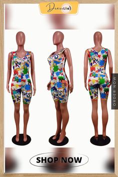 Sports Zipper Sleeveless Cartoon Print Rompers Multicolor Sports Tank Top For Summer, Spring Multicolor Sports Tank Top, Spring Sports Tank Top In Multicolor, Printed Rompers, Cartoon Print, 1 Million, Rompers, Zipper, Sports