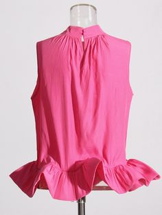 SKU:3256805394095700 Style: Formal Sleeve Length(cm): Sleeveless Season: Spring/Summer Model Number: VSE789529 Material: Cotton / Polyester Gender: Female/Adult Fabric Type: Woven Decoration: RUFFLES Collar: Stand Collar Chic Pink Ruffled Tank Top, Pink Stretch Tank Top With Ruffles, Spring Pink Tank Top With Ruffles, Chic Pink Tank Top Vest, Chic Pink Tank Top, Pink Ruffled Tank Top For Day Out, Pink Tank Top For Summer Party, Chic Pink Tank Top For Day Out, Pink Summer Party Tank Top