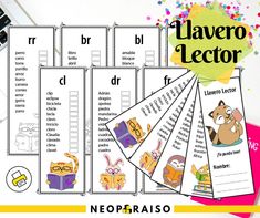 the spanish version of lavero lectoror is shown with pictures of animals and letters