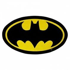 the batman symbol is shown in black and yellow