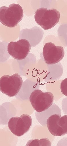 an abstract background with hearts and the word love written in cursive writing on it