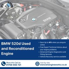 an ad for bmw used and recorded engine