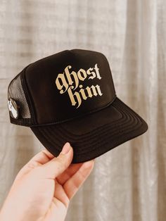 Ghost Him Trucker Snapback With Cowboy Ghostie Pin Halloween Fall Hat Yallternative Hat Trendy Hat Vintage Trucker Hat - Etsy Halloween Snapback Baseball Cap, Halloween Adjustable Snapback Baseball Cap, Adjustable Halloween Hats For Streetwear, Halloween Snapback Hat For Streetwear, Snapback Hats For Halloween Streetwear, Black Snapback Trucker Hat For Halloween, Halloween Trucker Hat, Snapback Streetwear Hats For Halloween, Customizable Streetwear Hats