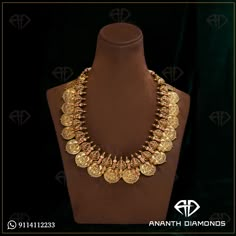 Kasu Necklace, Gold Earrings Studs Simple, Antique Haram, Bridal Necklace Designs