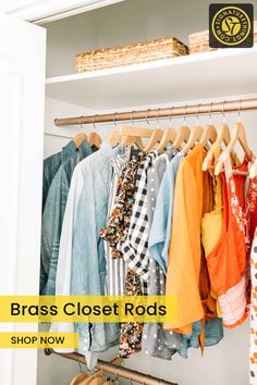 Heavy Duty Brass Closet Rods and Support Brackets - Clothes Hanging Rod, Closet Flanges and Hardware Brass Closet Rod, Closet Hardware, Closet Clothing, Closet Rods, Clothes Hanging, Custom Matches, Closet Rod, Brass Antique, Clothes Closet