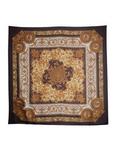 Lightweight and elegant, this sheer silk scarf comes with a baroque print and square design. Elegant Brown Rectangular Silk Scarf, Elegant Rectangular Brown Silk Scarf, Elegant Brown Square Scarf, Elegant Brown Square Silk Scarf, Elegant Gold Square Scarf, Guess Watch, Baroque Print, Breast Health, Color Grouping