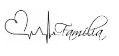 the word family written in cursive writing with a heart and heartbeat on it