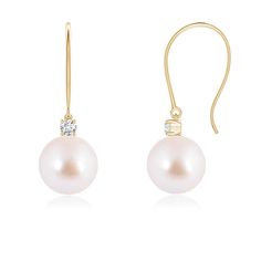 Simple yet charming, these 14k yellow gold Japanese Akoya cultured pearl earrings are a classic pair. The alluring pearls are topped with a brilliant prong-set diamond and linked to polished fishhooks. Japanese Akoya Pearl is the Birthstone for the month of June and traditional gemstone gift for 3rd, 30th, 46th, 50th & 52nd wedding anniversaries. All our items are packaged with care in appealing boxes with plush interiors. Embellished with AAA  best-quality Pearl Size is 7mm and 0.078 carat Diam Fine Jewelry Akoya Pearl Pear Earrings, Fine Jewelry Akoya Pearl Pear-shaped Earrings, Yellow Gold Akoya Pearl Pear Earrings, Formal Fine Jewelry Pearl Earrings With Ear Wire, Yellow Gold Dangle Earrings With Akoya Pearl, Gold Akoya Pearl Earrings With Ear Wire, Formal Pear-shaped Earrings With Ear Wire, Fine Jewelry Akoya Pearl Earrings In Yellow Gold, Fine Jewelry Yellow Gold Akoya Pearl Earrings