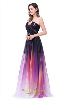 Purple Strapless Dress With Sweetheart Neckline For Evening, Purple Strapless Dress With Sweetheart Neckline, Multicolor Chiffon Evening Dress, Purple Chiffon Dress With Sweetheart Neckline, Elegant Multicolor Strapless Evening Dress, Multicolor Sweetheart Neckline Evening Dress, Multicolor Strapless Prom Dress, Orange Purple Wedding, Prom Dresses 2016