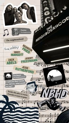 a collage of music related images and words