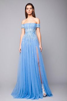 Dress Tight, Tony Ward, Blue Gown, Evening Dresses For Weddings, Types Of Dresses, Trendy Dresses