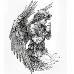 St Michael Tattoo Craft Set Christus Tattoo, St Michael Tattoo, Michael Tattoo, Archangel Tattoo, Jesus Tattoo, Zodiac Tattoos, Tattoo Style Drawings, Tattoo Design Book, Small Tattoos For Guys