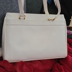 New Giani Bernini White Handbag Has A Slight Mark On One Side Formal White Satchel With Large Capacity, White Large Capacity Satchel For Formal Occasions, White Large Capacity Shoulder Bag For Formal Occasions, White Handbag, Color White, Bag Lady, Handbags, Women Shopping, White